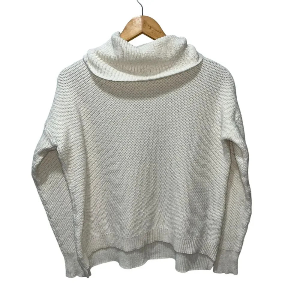 Madewell Women's Turtleneck Sweater Off White Size Small Textured Knit
